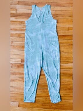 Smash+Tess Light Aqua Tie-Dye Sleevess Jumpsuit size XS